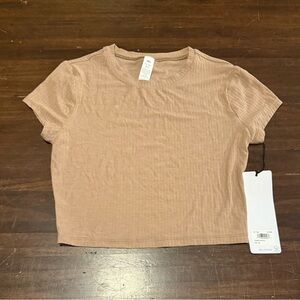 ALO Yoga Tan Ribbed Crop Top